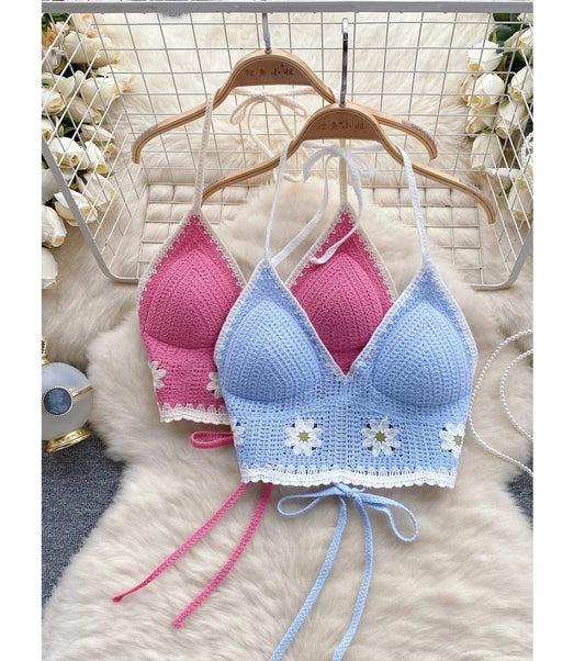 2024 New Arrival Off Shoulder Flower Decoration Women Top For Summer