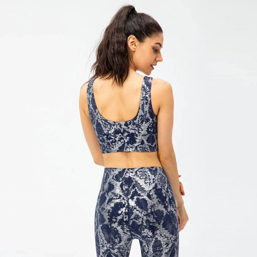 2024 New Arrival Snake Print High Quality 2 Piece Leggings Women Yoga Wear Sports Bra Gym Fitness Sets