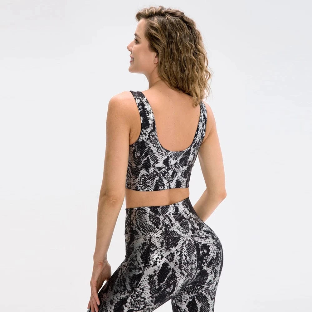 2024 New Arrival Snake Print High Quality 2 Piece Leggings Women Yoga Wear Sports Bra Gym Fitness Sets