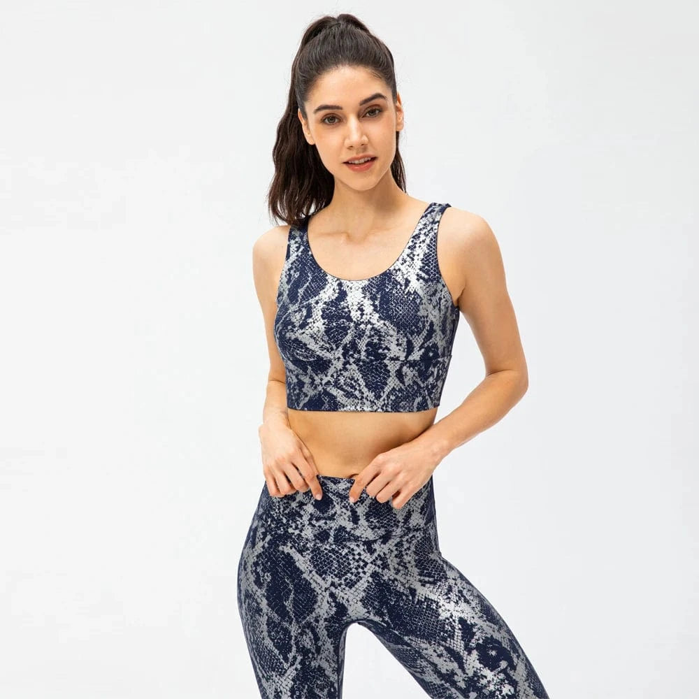 2024 New Arrival Snake Print High Quality 2 Piece Leggings Women Yoga Wear Sports Bra Gym Fitness Sets