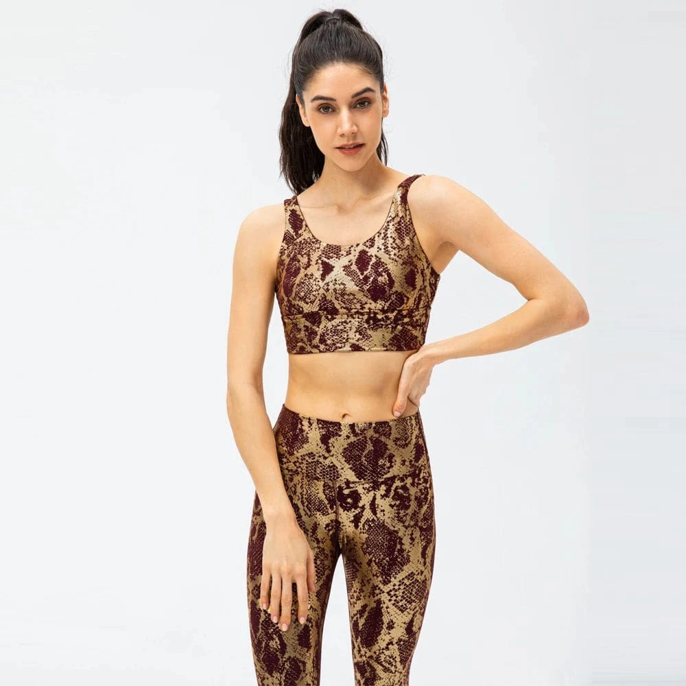 2024 New Arrival Snake Print High Quality 2 Piece Leggings Women Yoga Wear Sports Bra Gym Fitness Sets