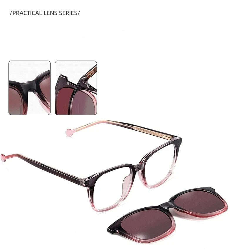 2024 New Arrival spectacle frame tr90 polarizing magnetic glasses 2 in 1 magnetic eyeglasses magnet glass wiping for women