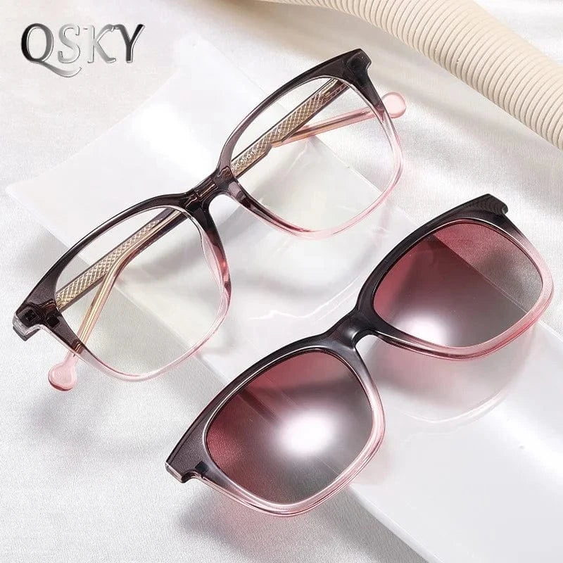 2024 New Arrival spectacle frame tr90 polarizing magnetic glasses 2 in 1 magnetic eyeglasses magnet glass wiping for women