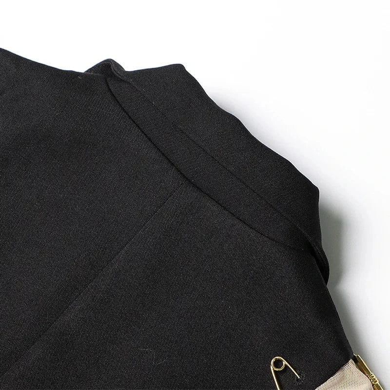 2024 New Arrival Spring Fashion Shoulder Mesh Patchwork Pin Women Blazer