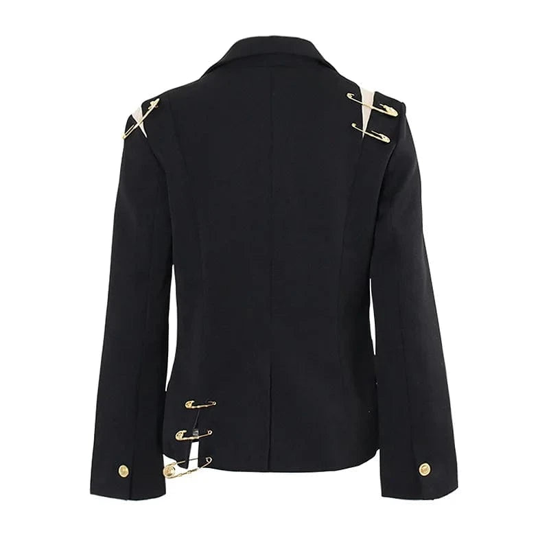 2024 New Arrival Spring Fashion Shoulder Mesh Patchwork Pin Women Blazer