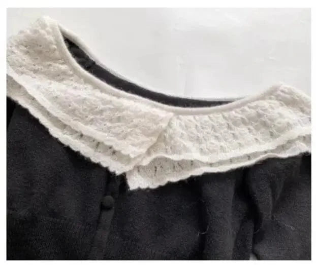 2024 New Arrival Spring Peter Pan Collar Single-breaseted Long Sleeve Sweater Knitted Short Crop Top Cardigan