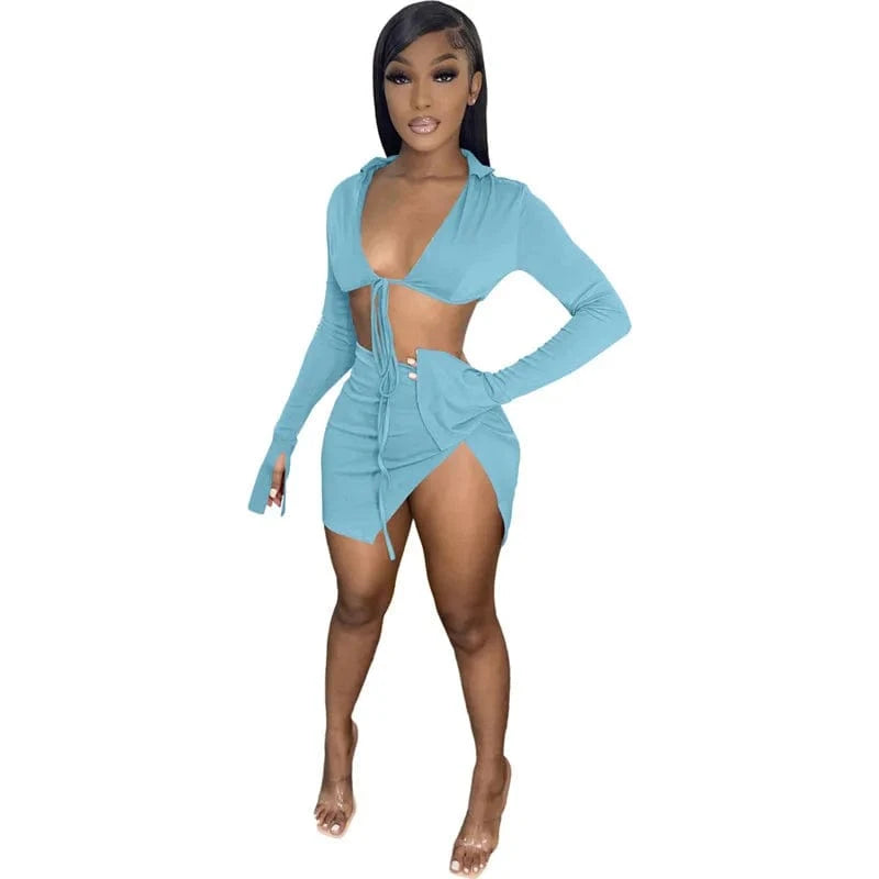 2024 New Arrival Summer Ladies Two Piece Sets Solid Color Dress Set Casual Skirt Women Clothing Two Piece Skirt Set