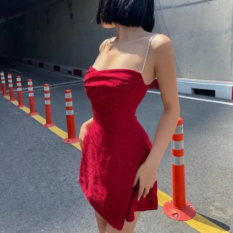 2024 New Arrival Summer Women Sexy Low-Cut One-Line Collar Sleeveless Suspender Dress Lady Clothing
