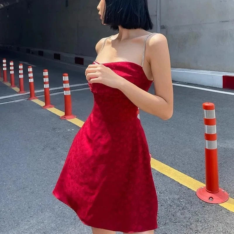 2024 New Arrival Summer Women Sexy Low-Cut One-Line Collar Sleeveless Suspender Dress Lady Clothing