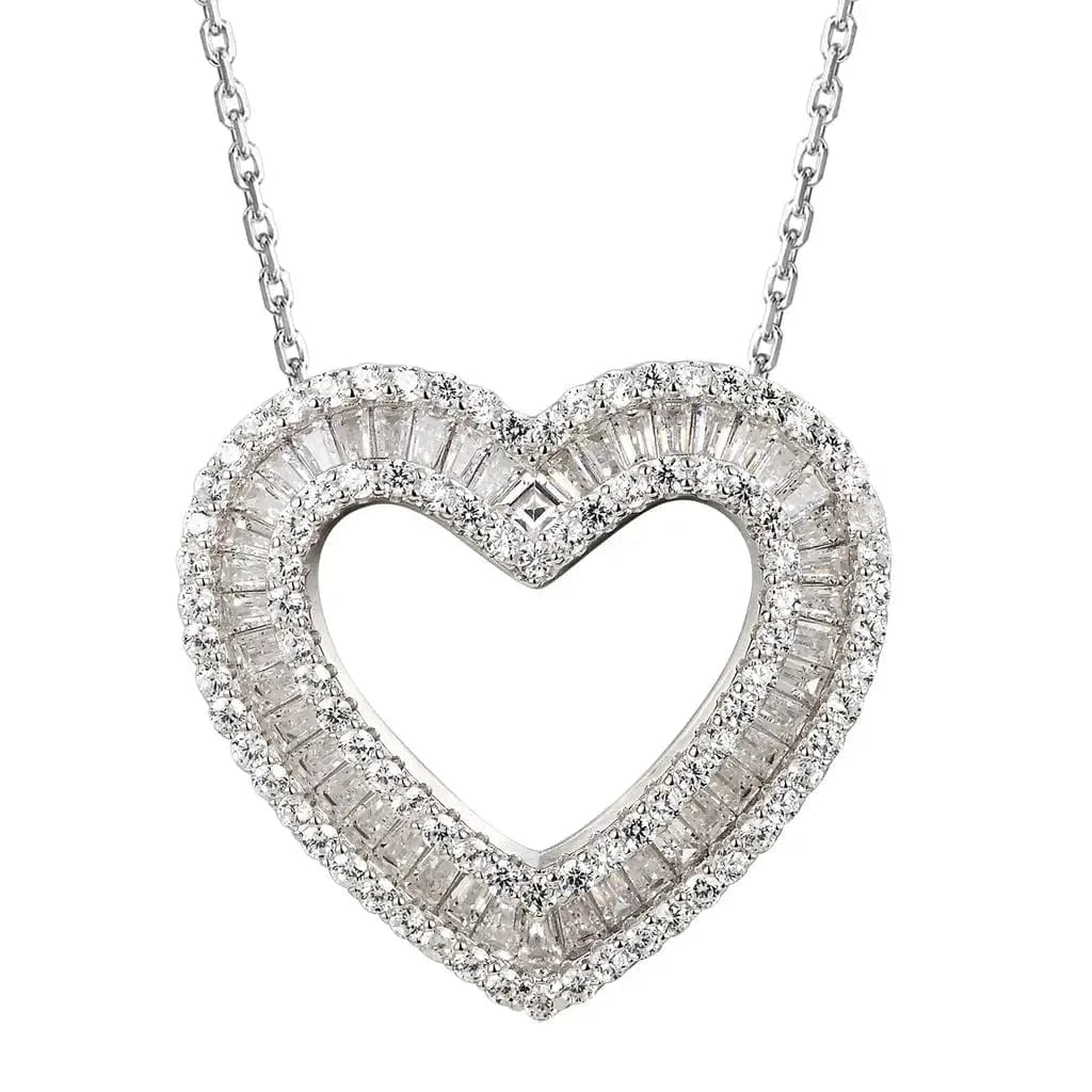 2024 New Arrival Valentine's Day Gift Fashion Women Jewelry Micro Pave 5A Cubic Zirconia CZ Big Hollow Heart Pendant Necklace