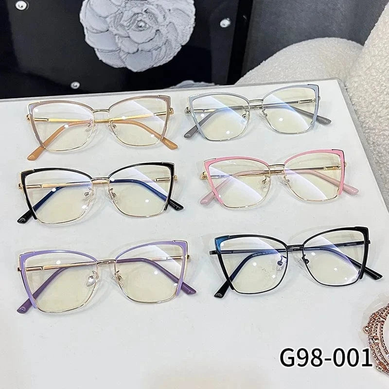 2024 New arrival women square anti blue light glasses frame fashion metal eyeglasses optical frames