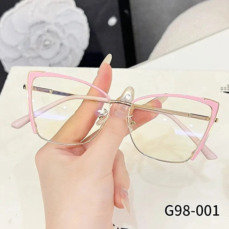 2024 New arrival women square anti blue light glasses frame fashion metal eyeglasses optical frames