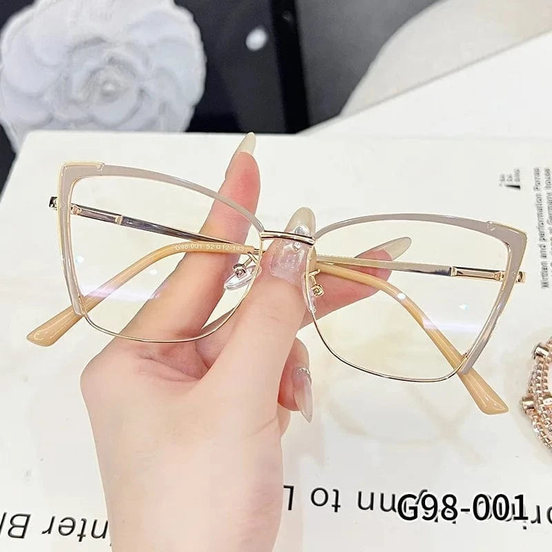 2024 New arrival women square anti blue light glasses frame fashion metal eyeglasses optical frames