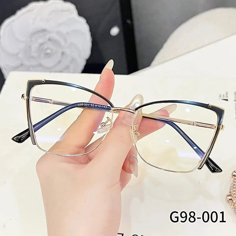 2024 New arrival women square anti blue light glasses frame fashion metal eyeglasses optical frames