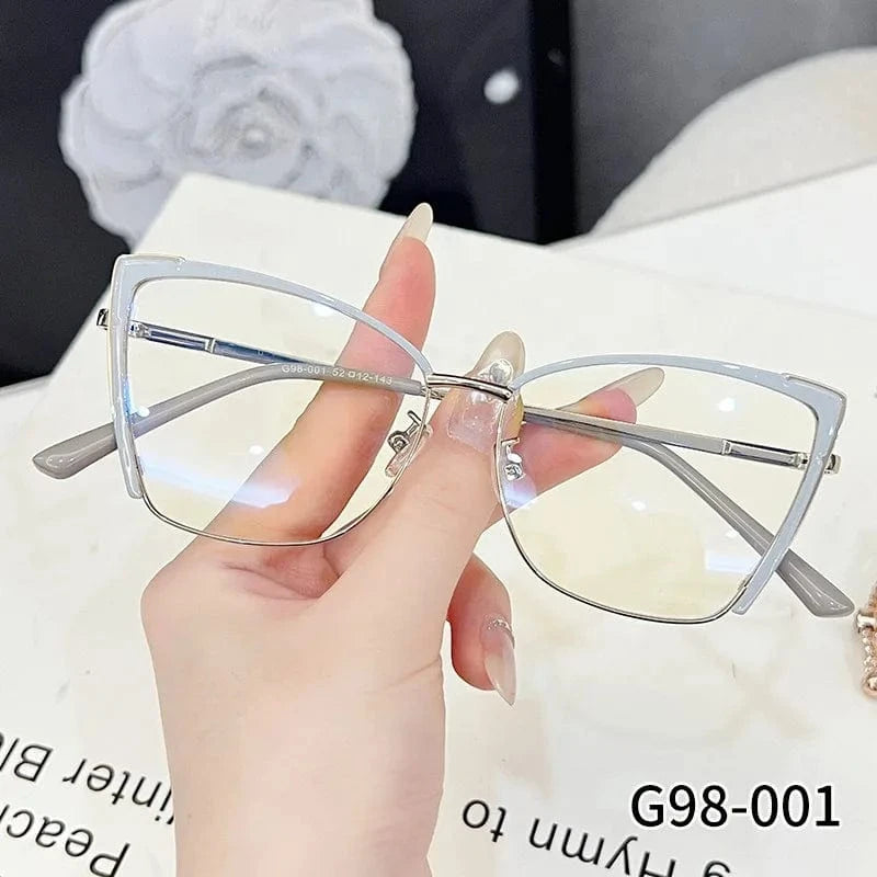 2024 New arrival women square anti blue light glasses frame fashion metal eyeglasses optical frames