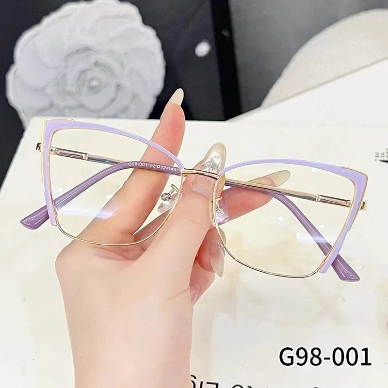 2024 New arrival women square anti blue light glasses frame fashion metal eyeglasses optical frames