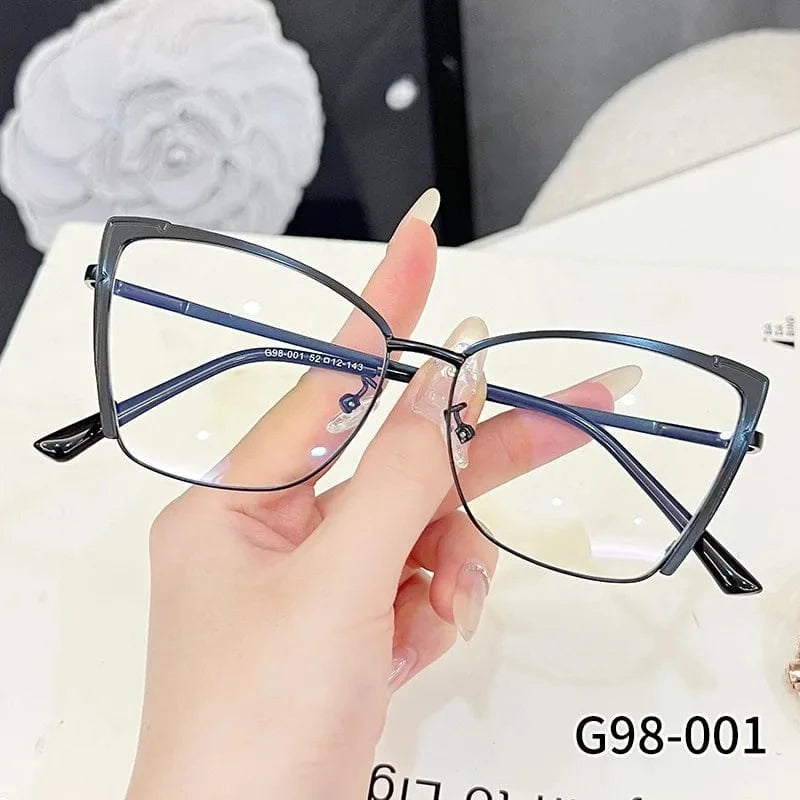 2024 New arrival women square anti blue light glasses frame fashion metal eyeglasses optical frames