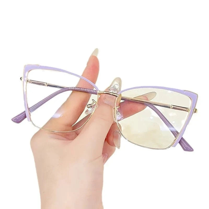 2024 New arrival women square anti blue light glasses frame fashion metal eyeglasses optical frames