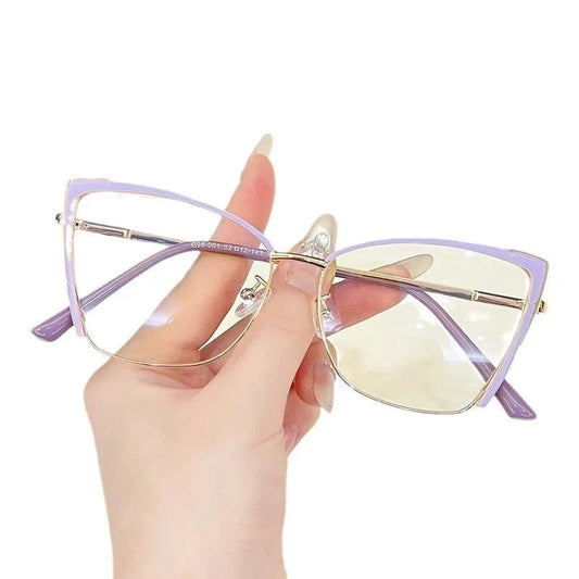 2024 New arrival women square anti blue light glasses frame fashion metal eyeglasses optical frames