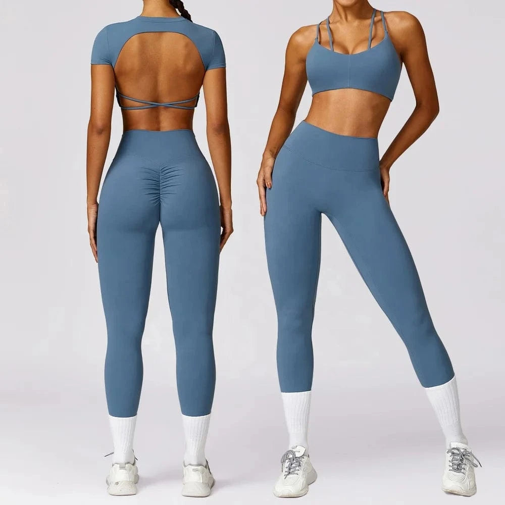 2024 New Arrival Yoga Sets Fitness Women Elastic Breathable Scrunch High Quality Push Up Workout Sets For Women