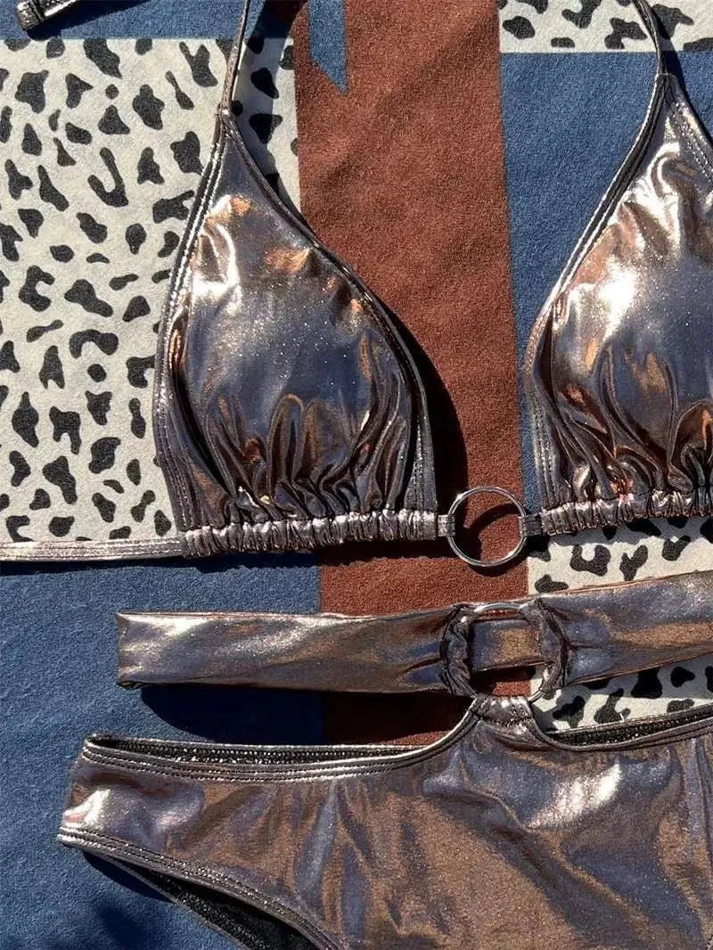 2024 New Arrivals Bikini Ring Linked Swimwear Women Sexy Strings Cross Bikini Sexy Push Up Swimsuit Bandage Beach Bathing Suits