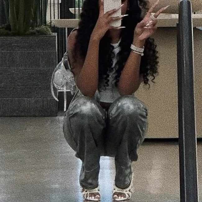 2024 New Arrivals Fashion Print Casual Trousers High Waist Straight Pants Stretch Pu Skinny Pants For Women