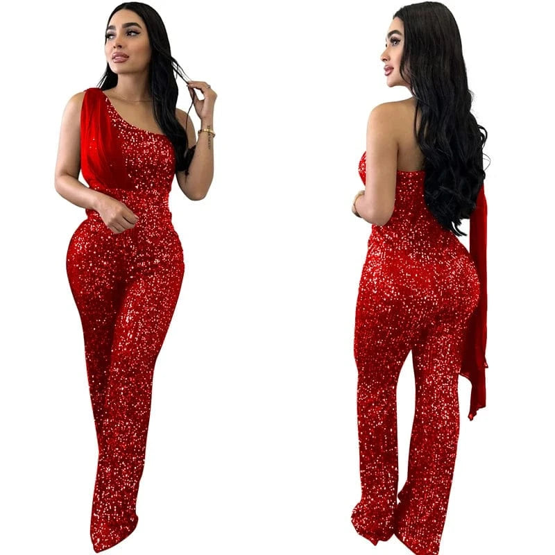 2024 new arrivals luxury women clothing sequin christmas evening party romper jumpsuit women bow boutique apparel clothes