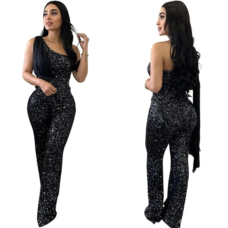 2024 new arrivals luxury women clothing sequin christmas evening party romper jumpsuit women bow boutique apparel clothes