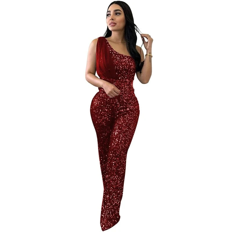 2024 new arrivals luxury women clothing sequin christmas evening party romper jumpsuit women bow boutique apparel clothes
