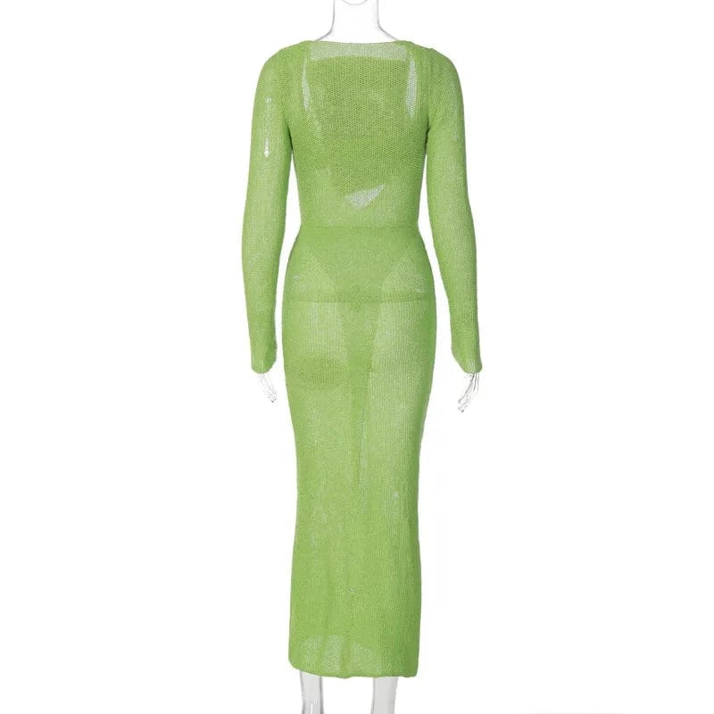 2024 new arrivals spring boutique knitted 2 piece maxi skirt and top set for women