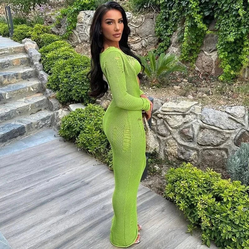 2024 new arrivals spring boutique knitted 2 piece maxi skirt and top set for women