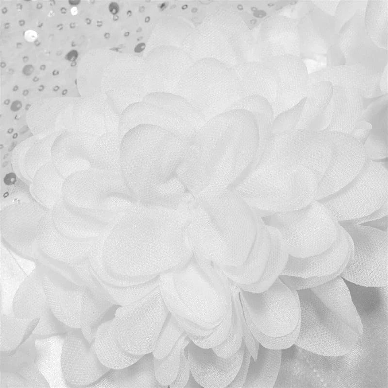 2024 new arrivals women ladies luxury sexy white fairy sequin bling mesh sheer flower party evening ball gown dress for women