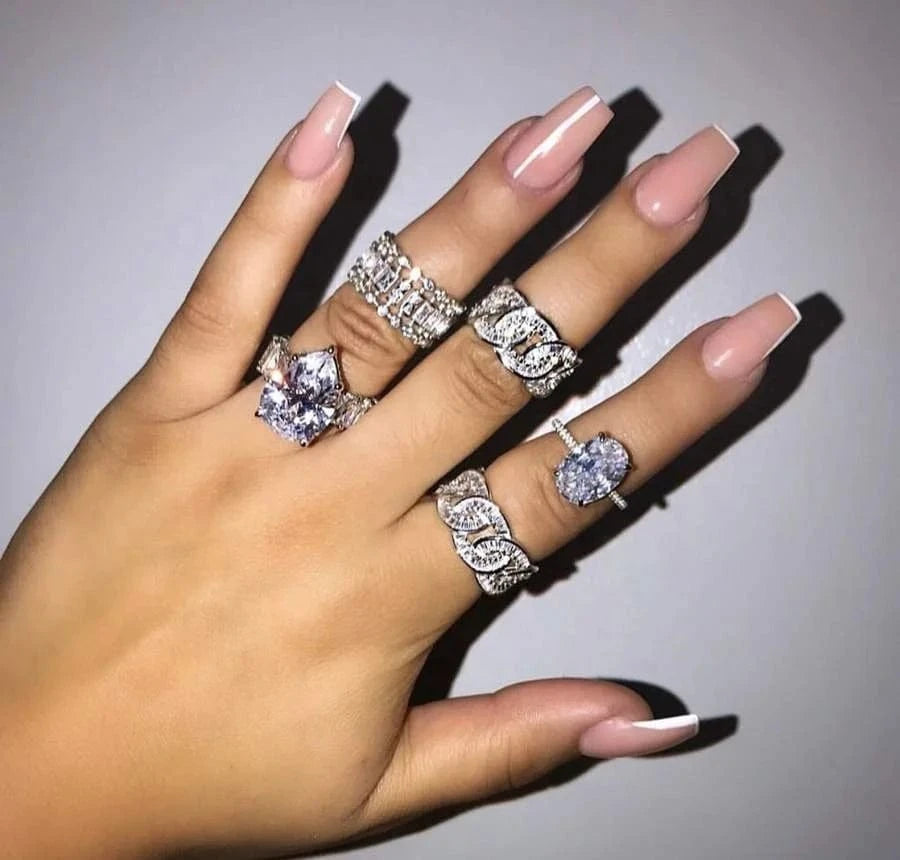 2024 new arrived sparking bling iced out women wedding engagement diamond ring