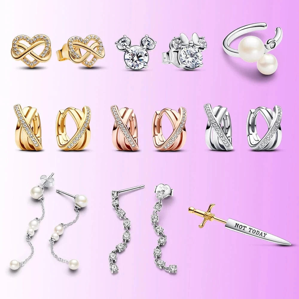 2024 new collection wholesale  925 sterling silver jewelry women Sparkle forever knot concentric earrings Earrings for women