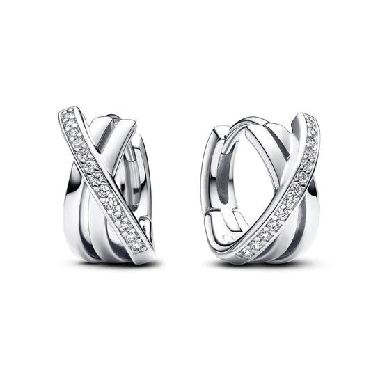 2024 new collection wholesale  925 sterling silver jewelry women Sparkle forever knot concentric earrings Earrings for women