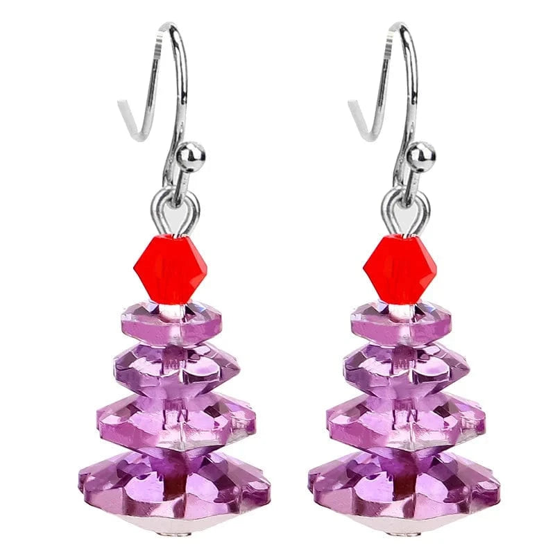 2024 New Creative Christmas Tree Earings Elegant Women's Pendant Earrings Multi Layer Electroplated Crystal Jewelry