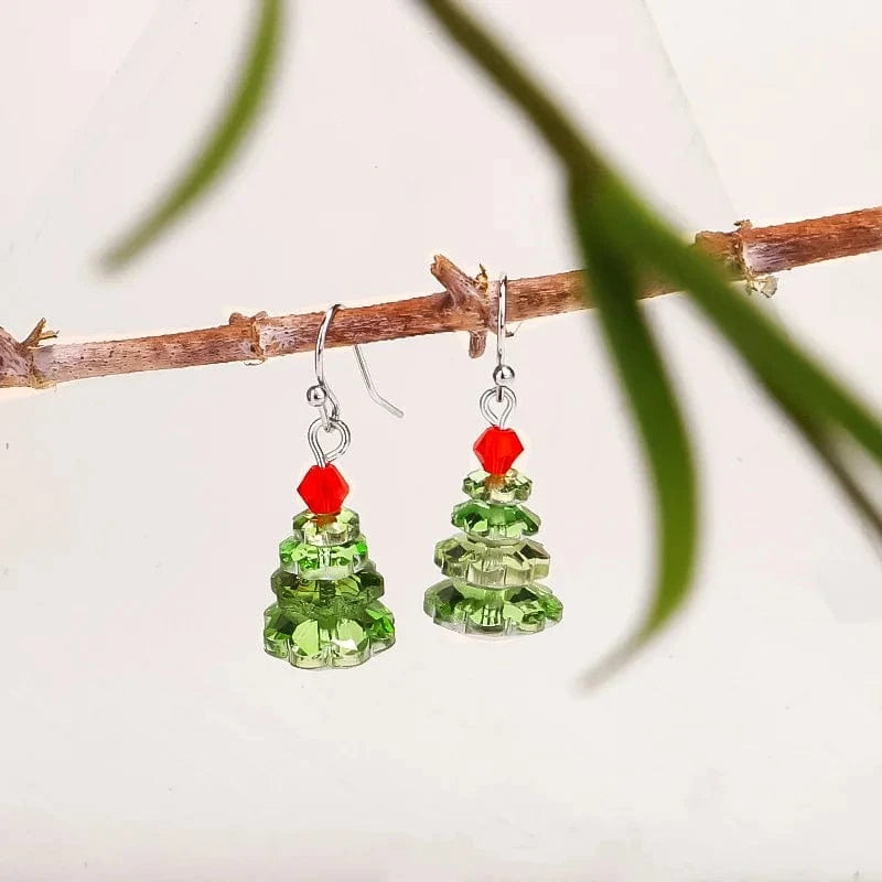 2024 New Creative Christmas Tree Earings Elegant Women's Pendant Earrings Multi Layer Electroplated Crystal Jewelry