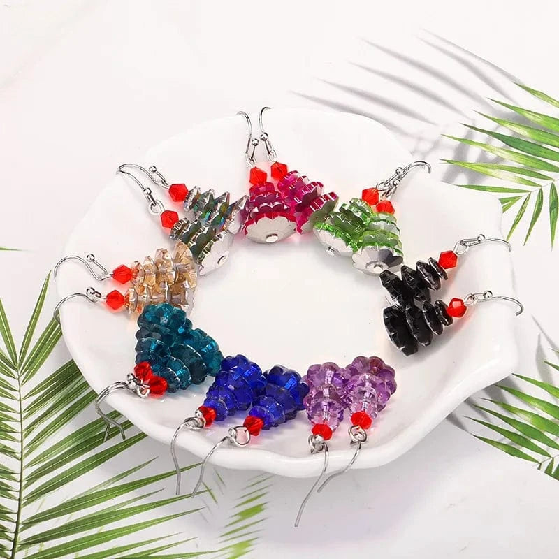 2024 New Creative Christmas Tree Earings Elegant Women's Pendant Earrings Multi Layer Electroplated Crystal Jewelry