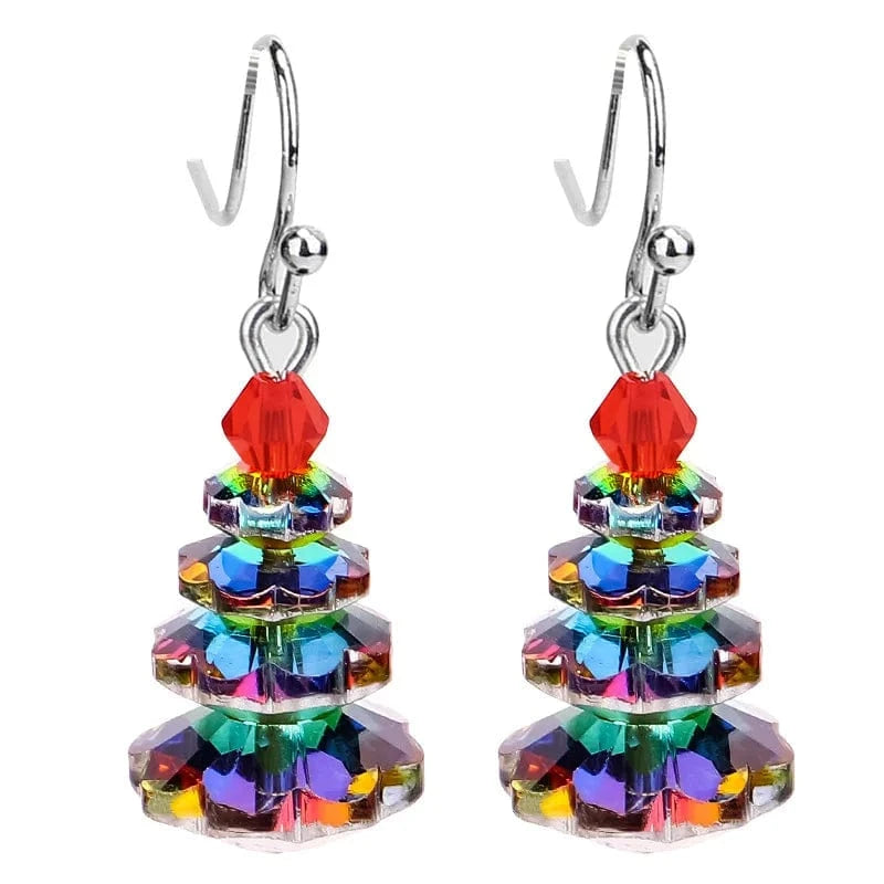 2024 New Creative Christmas Tree Earings Elegant Women's Pendant Earrings Multi Layer Electroplated Crystal Jewelry