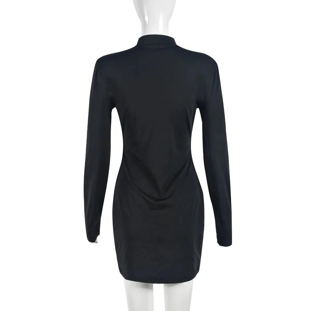 2024 New Cross Hot Diamond Sexy Long Sleeve Slim Fit Zipper Cardigan Bodycon Dress