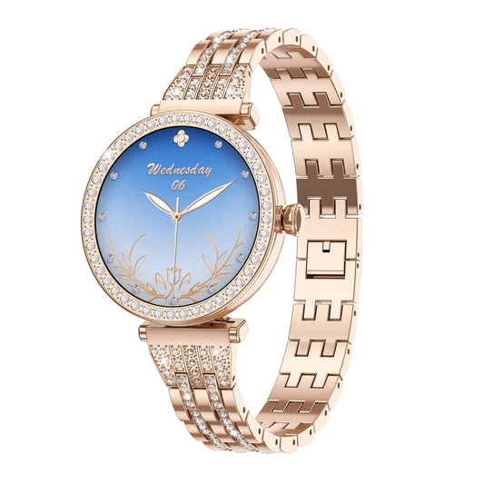 2024 New design LC602C Luxury Lady AMOLED screen Smart watch 2023 Fashion BT Call  IP68 Diamond Steel smart watch for women