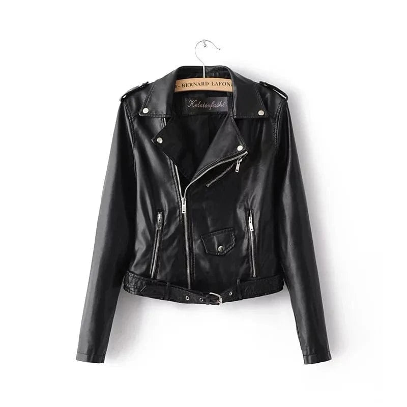 2024 New Fall Jacket Woman Pu Coat Asymmetrical Short Motorcycle Leather Jacket Women