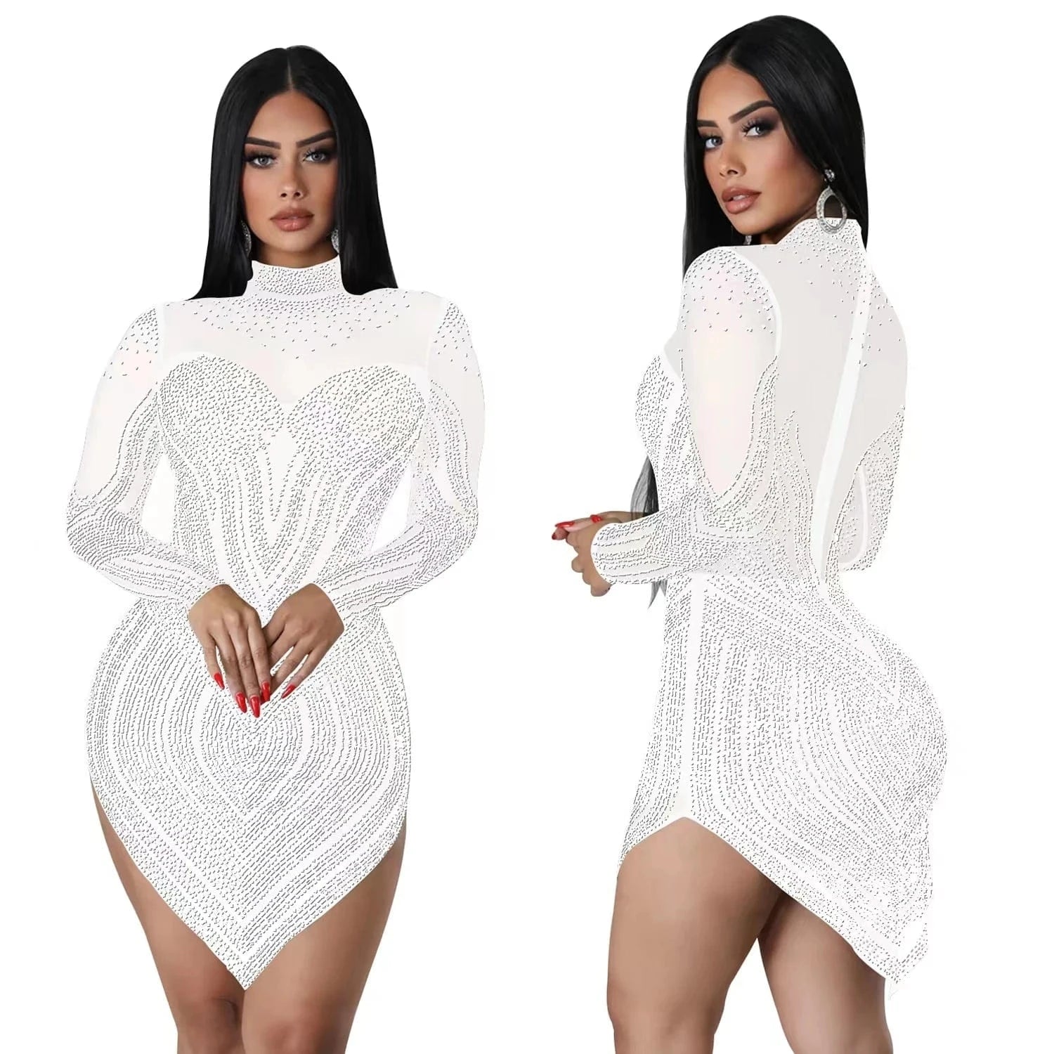 2024 NEW  Fashion Casual Dress Rhinestones Pearls Dress