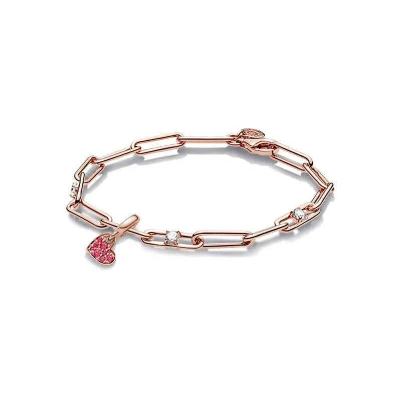 2024 new fashion chain festival mother Day series sparkling love rose D I Y  S 925 Sterling Silver Bracelet