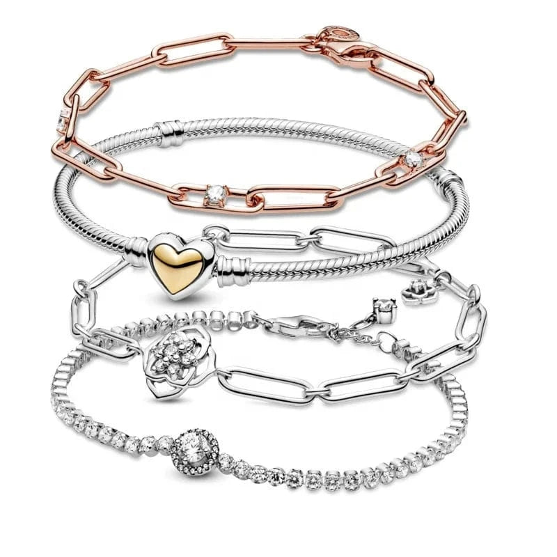 2024 new fashion chain festival mother Day series sparkling love rose D I Y  S 925 Sterling Silver Bracelet