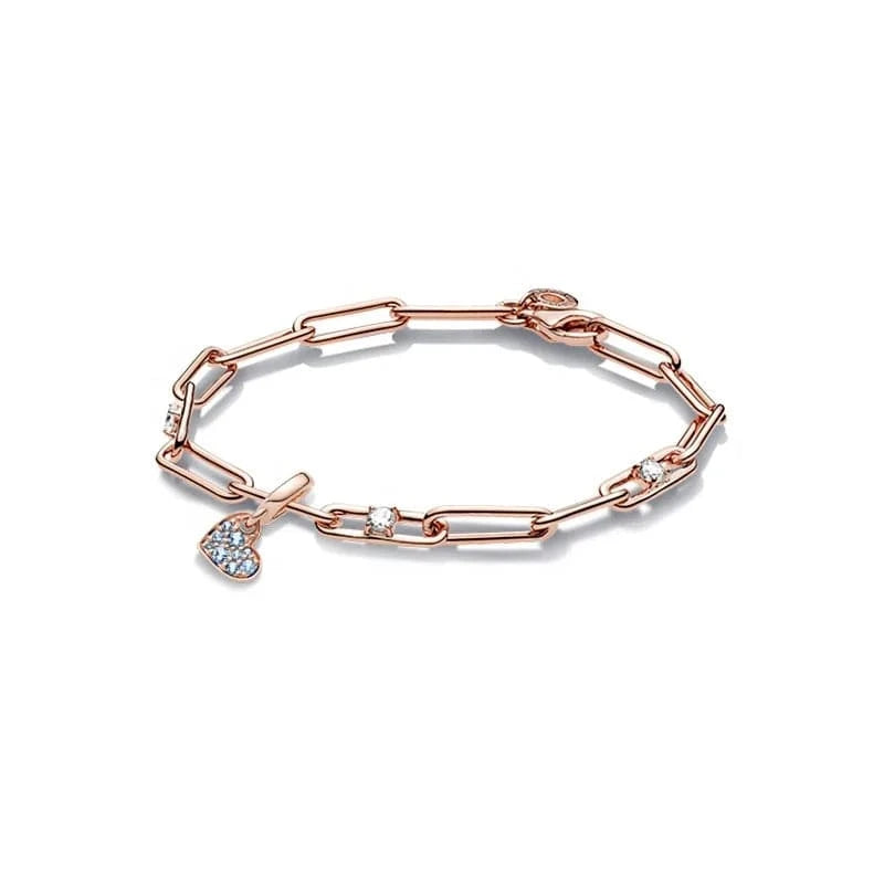 2024 new fashion chain festival mother Day series sparkling love rose D I Y  S 925 Sterling Silver Bracelet