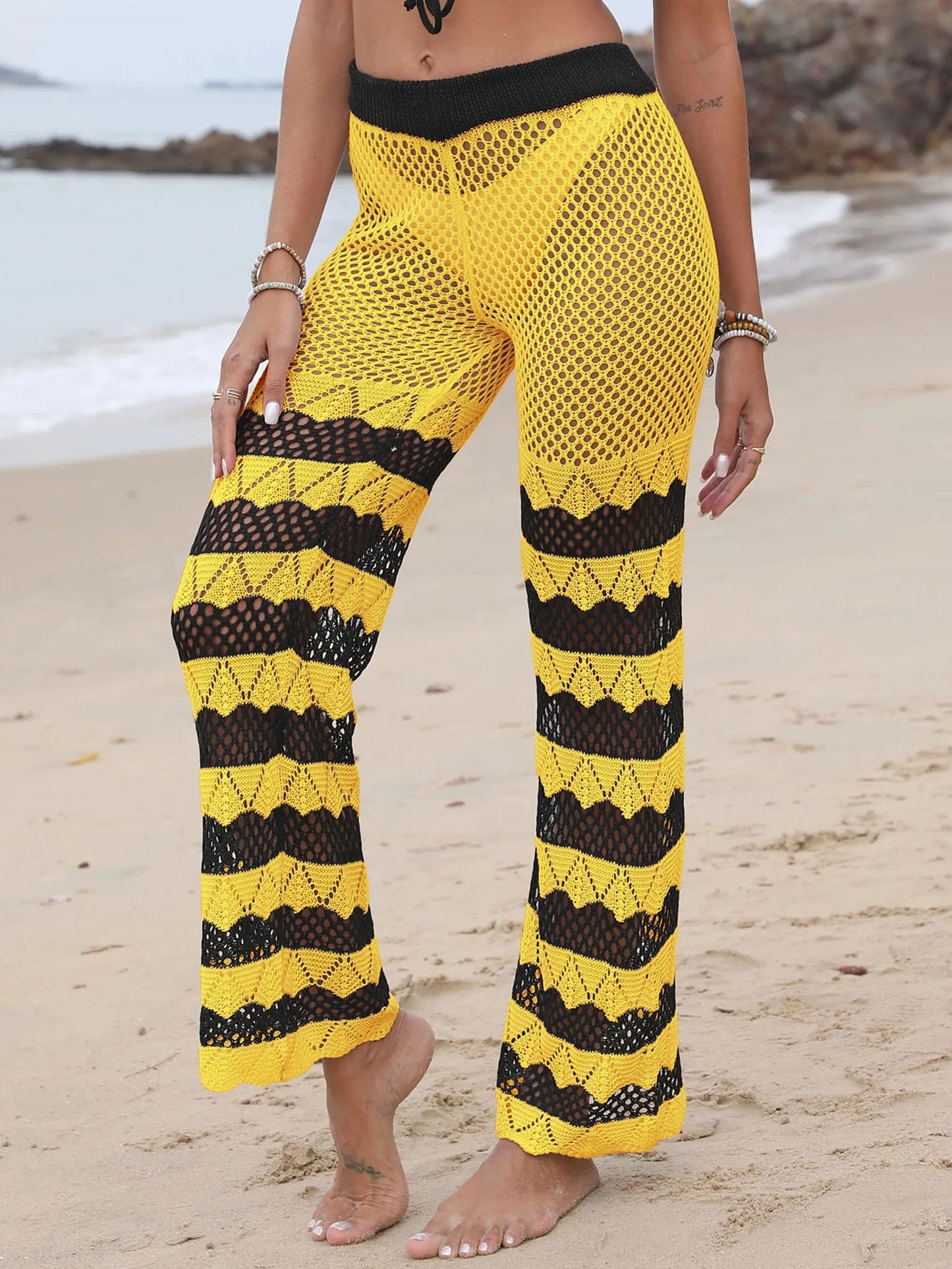 2024 new fashion clothing for women  beach cover ups sexy summer beach kimono bikini Long Pants Crochet Trousers crochet Pants