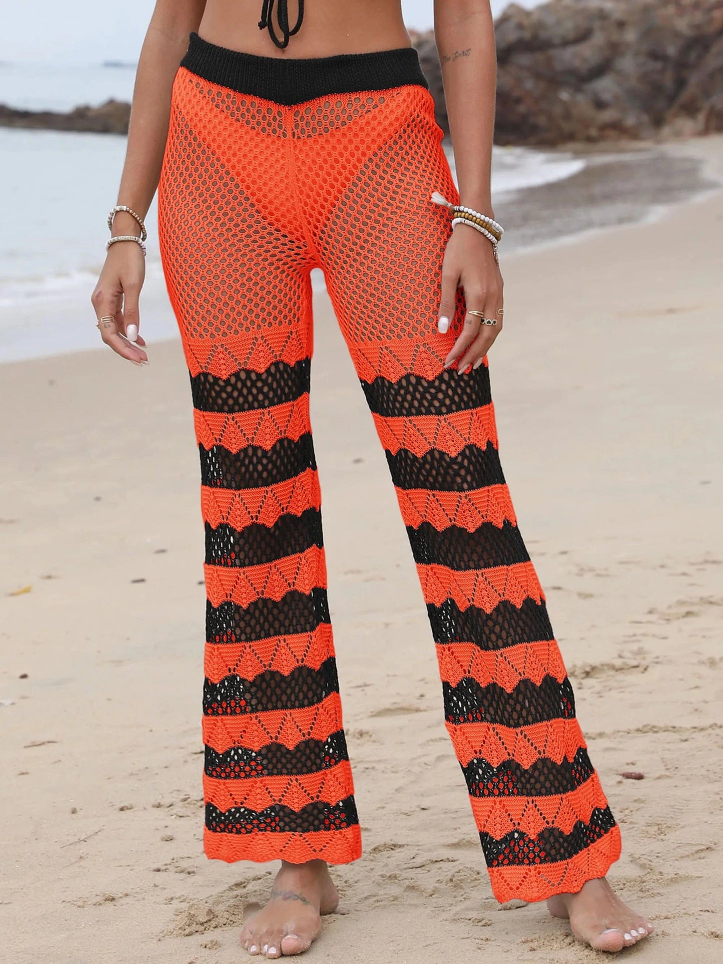 2024 new fashion clothing for women  beach cover ups sexy summer beach kimono bikini Long Pants Crochet Trousers crochet Pants