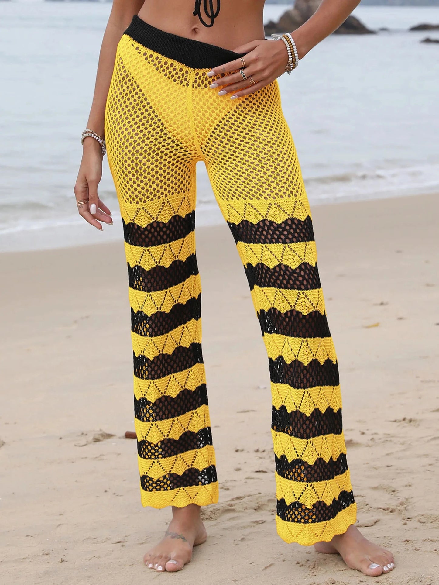 2024 new fashion clothing for women  beach cover ups sexy summer beach kimono bikini Long Pants Crochet Trousers crochet Pants