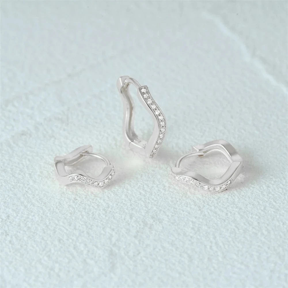 2024 new fashion designer silver earrings jewelry 18K gold plated 925 sterling silver three sizes wavy zircon hoop earring women